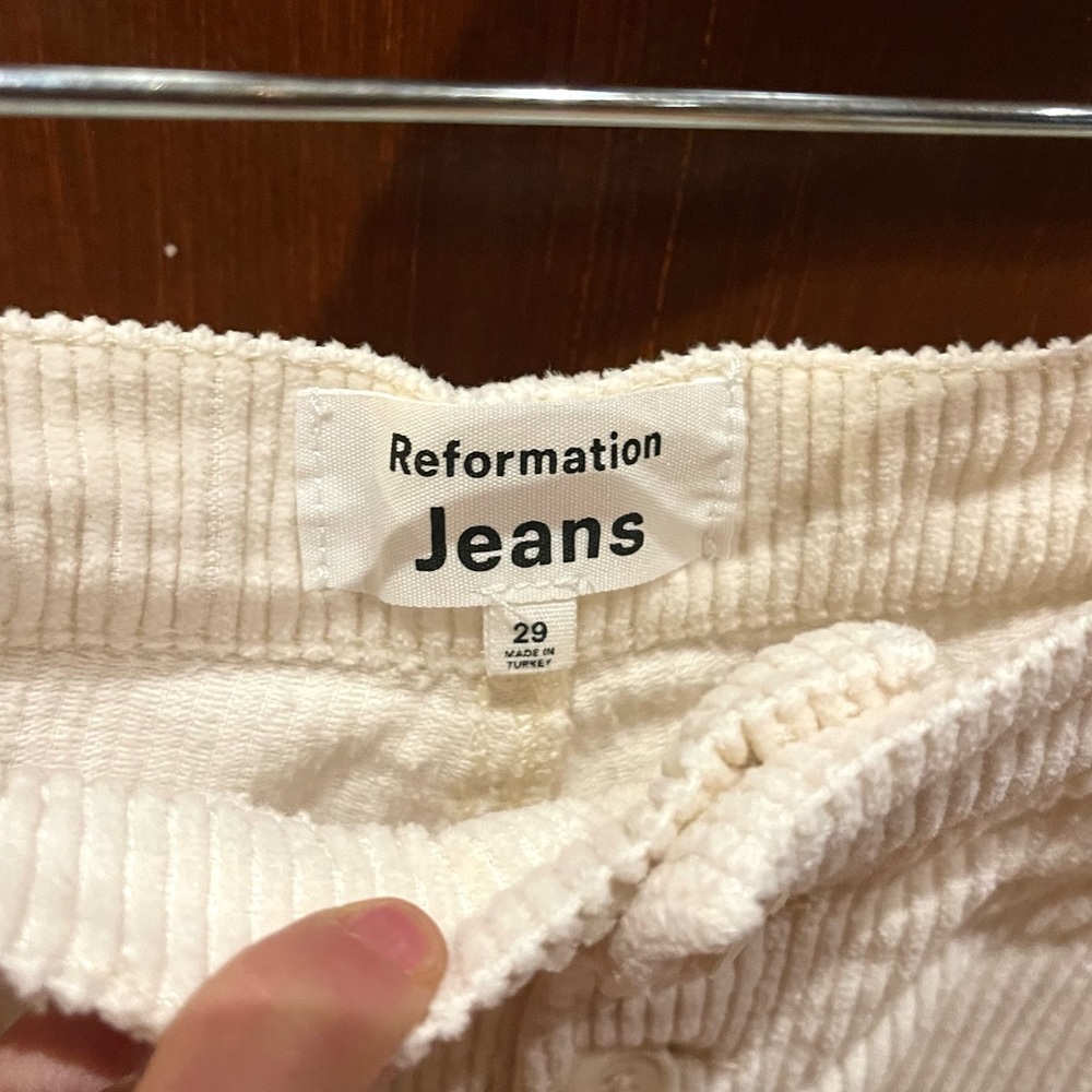 Reformation Cream Straight Leg Pants